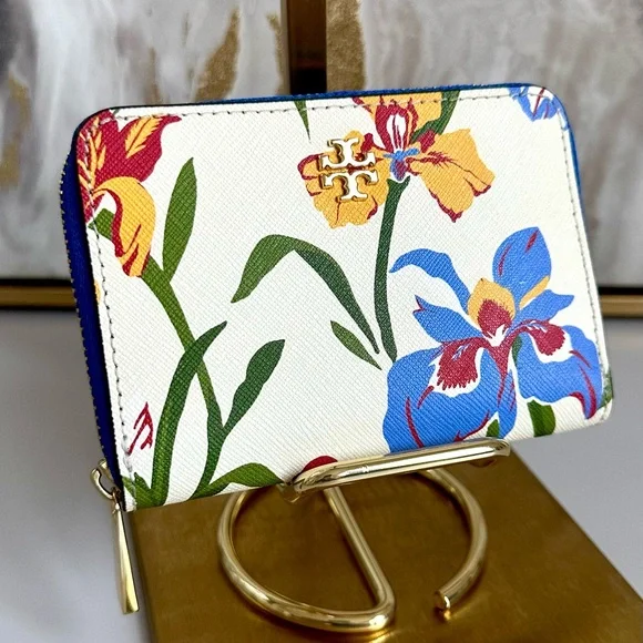 Like New Tory Burch EMERSON ZIP COIN CASE-PAINTED IRIS - Picture 2 of 8